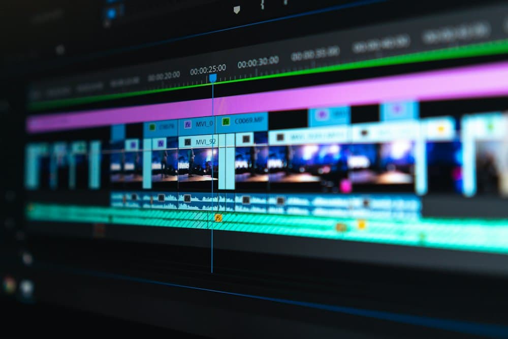 Video editing timeline on a monitor